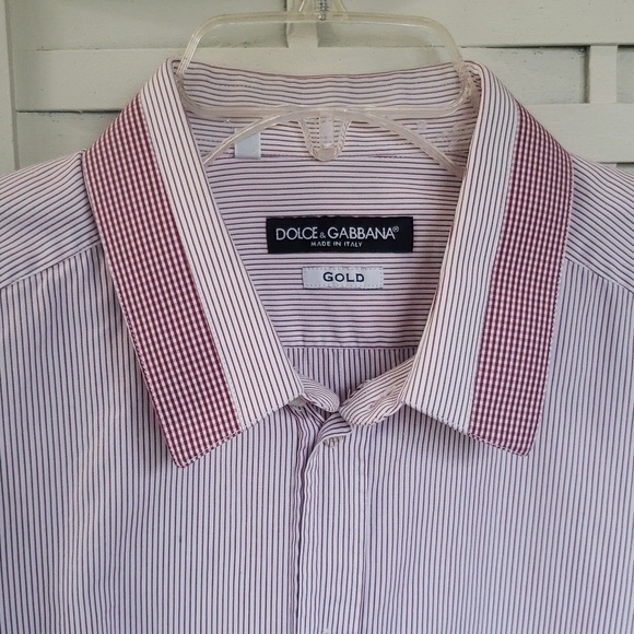 Dolce & Gabbana pink and red mens button down shirt 17 - Picture 2 of 8
